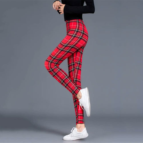 Levoire | Leggings De Fitness Avec Imprimé Écossais Amincissant Push-Up Pantalon Taille Élastique