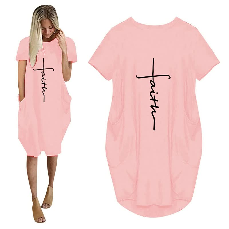 Levoire | Robes Imprimé 3D Lettre Robe De Fête Ample Avec Poches Rose