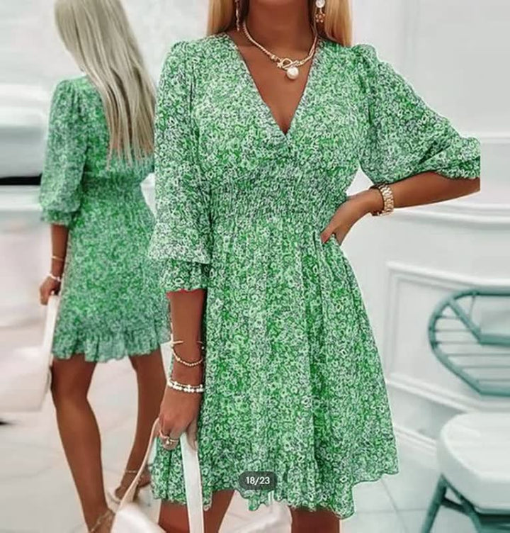 Levoire | Mini Robe À Fleurs Vert