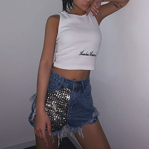Levoire | Niete Denim Shorts Aushöhlen