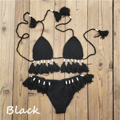 Levoire | Ensemble De Bikini En Crochet Fait Main Noir