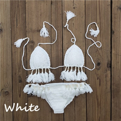 Levoire | Ensemble De Bikini En Crochet Fait Main Blanc