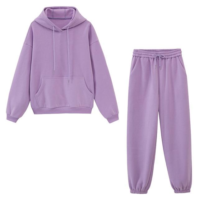 Levoire | Ensemble de Sweat à Capuche et Pantalon de Jogging en Polaire avec Confort Maximal pour Femmes Lila