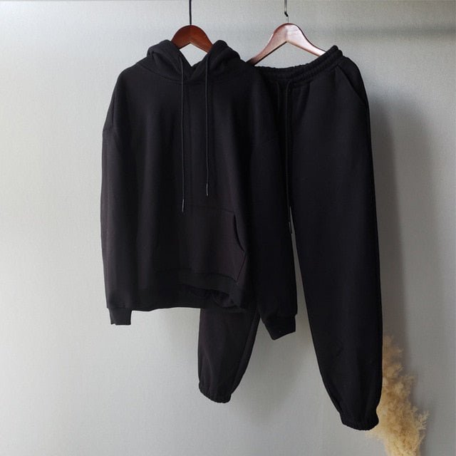 Levoire | Ensemble de Sweat à Capuche et Pantalon de Jogging en Polaire avec Confort Maximal pour Femmes Noir