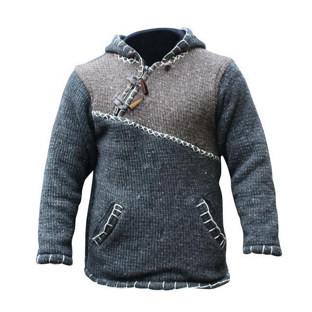 Levoire | Pull à capuche à manches longues en tricot avec poches Gris