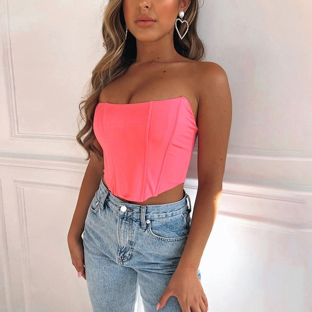 Levoire | Mode En Velours Sexy Crop Top À Corset Rosa