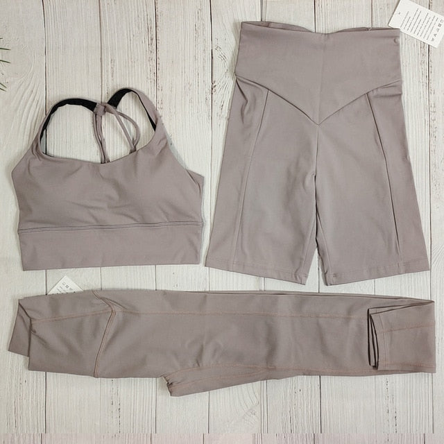 Levoire | Nakedfeel Yoga Set Leggings De Yoga Set 3 pièces ensemble gris