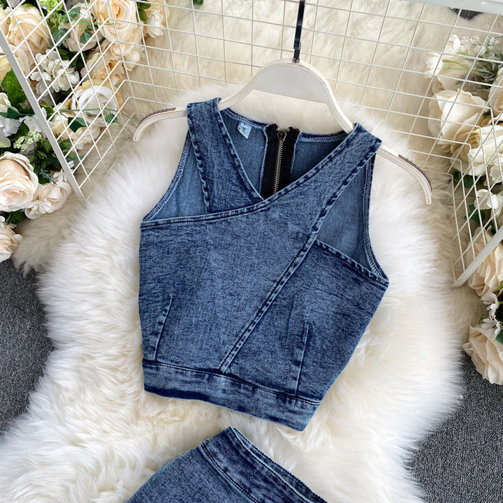 Levoire | Hauts À Bretelles Et Ensemble Jupe En Jean Pour Un Style Moderne Et Cool