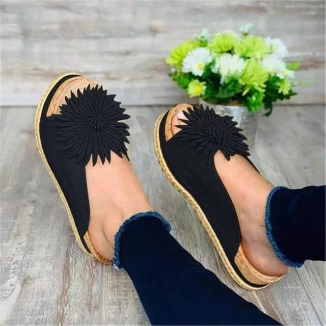 Levoire | Mules Avec Décor Floral Noir