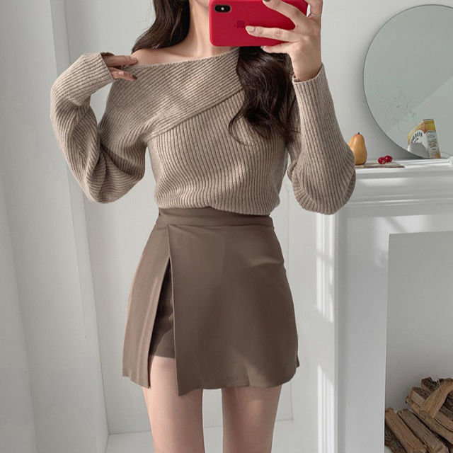 Levoire | Irregulier Solide Fente Latérale Extensible khaki