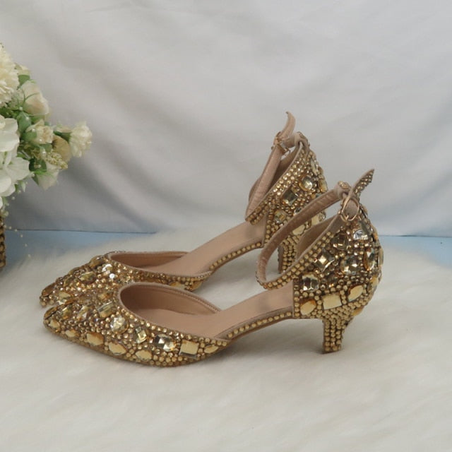 Levoire | Champagne Chaussures En Cristal Doré 5cm Chaussure
