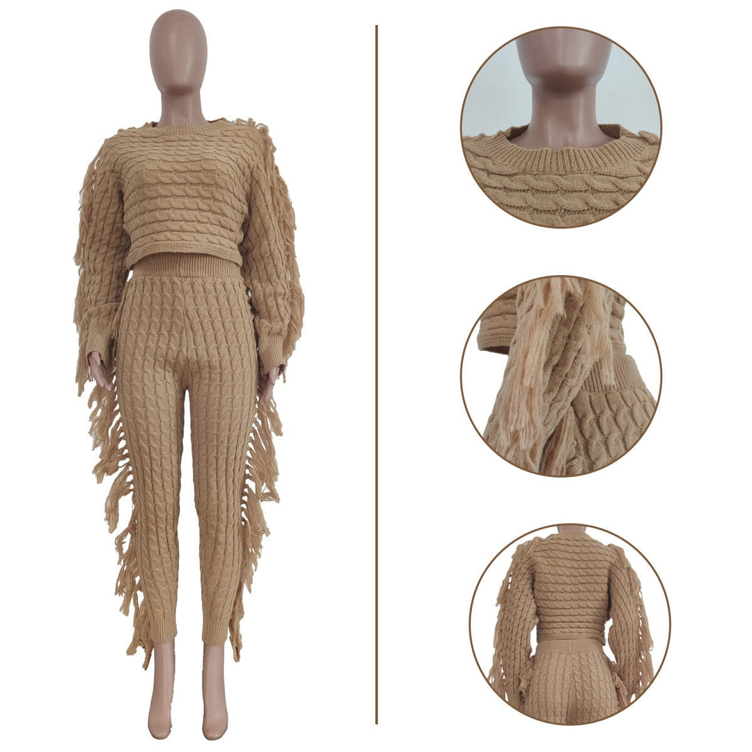 Levoire | Pull En Tricot À Pompons Sexy Ensemble Deux Pièces