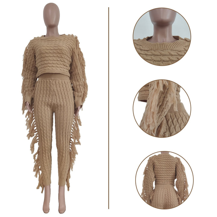Levoire | Pull En Tricot À Pompons Sexy Ensemble Deux Pièces