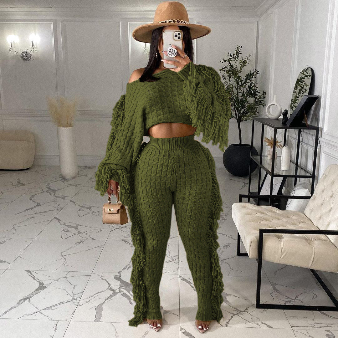 Levoire | Pull En Tricot À Pompons Sexy Ensemble Deux Pièces