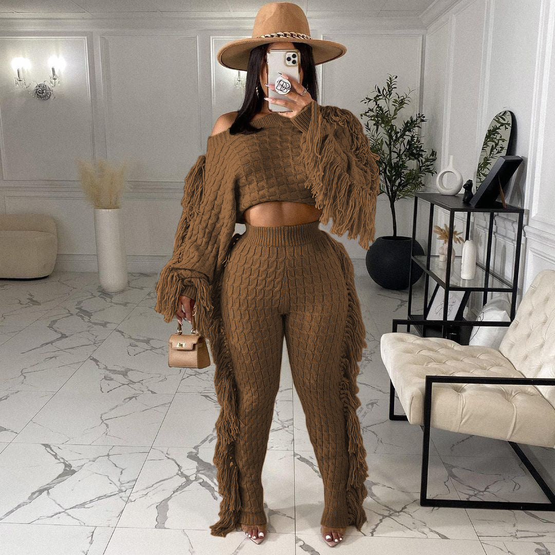 Levoire | Pull En Tricot À Pompons Sexy Ensemble Deux Pièces
