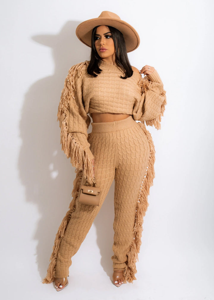 Levoire | Pull En Tricot À Pompons Sexy Ensemble Deux Pièces