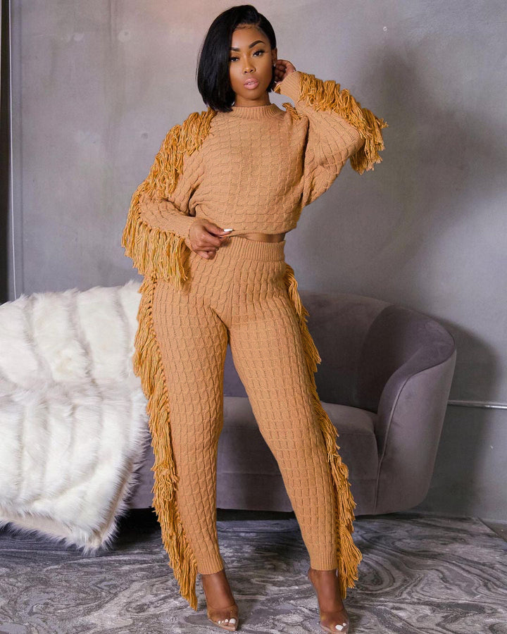 Levoire | Pull En Tricot À Pompons Sexy Ensemble Deux Pièces