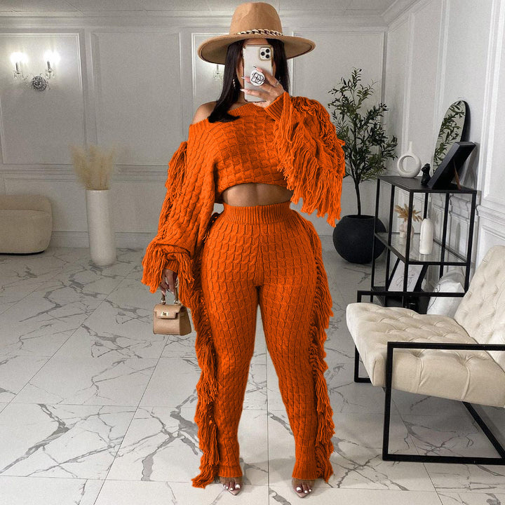 Levoire | Pull En Tricot À Pompons Sexy Ensemble Deux Pièces