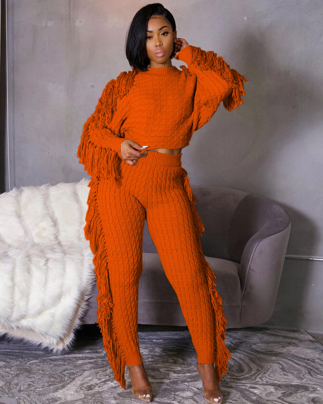 Levoire | Pull En Tricot À Pompons Sexy Ensemble Deux Pièces