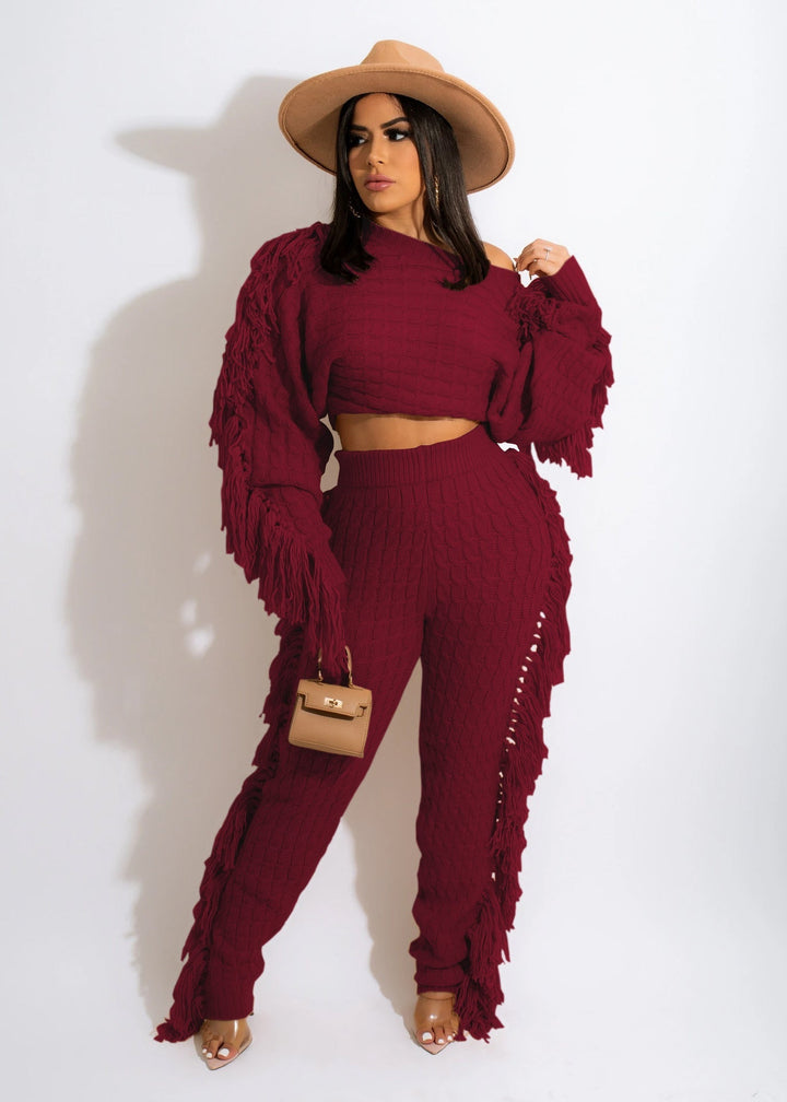 Levoire | Pull En Tricot À Pompons Sexy Ensemble Deux Pièces