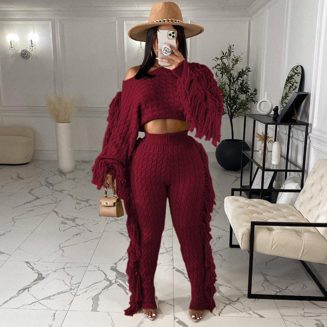 Levoire | Pull En Tricot À Pompons Sexy Ensemble Deux Pièces