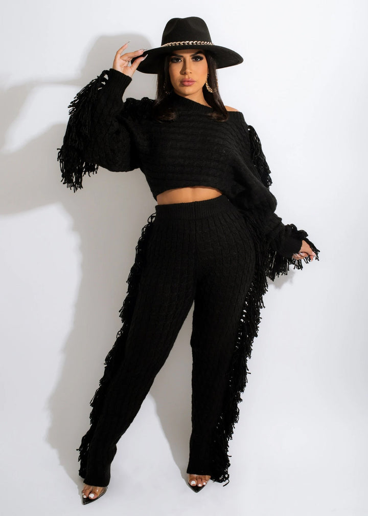 Levoire | Pull En Tricot À Pompons Sexy Ensemble Deux Pièces