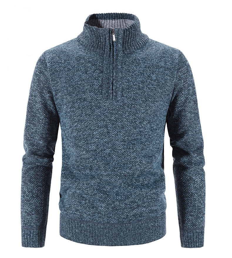 Levoire | Pull Classique Col Montant Bleu acier