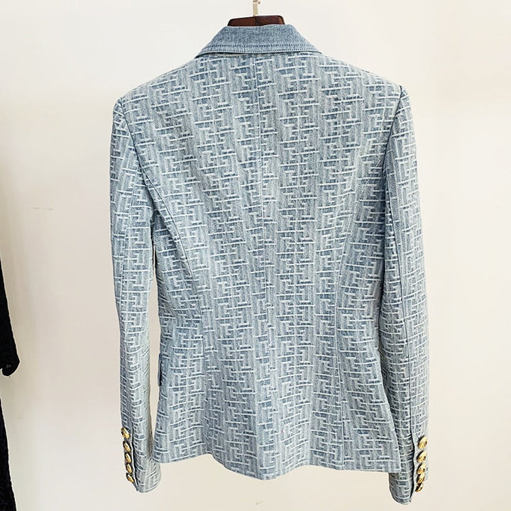 Levoire | Blazer En Denim Jacquard Monogramme Pour Un Look Fashion Exclusif