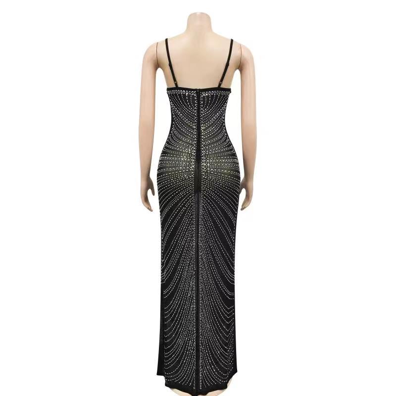 Levoire | Robe Maxi Transparente En Mesh Strass