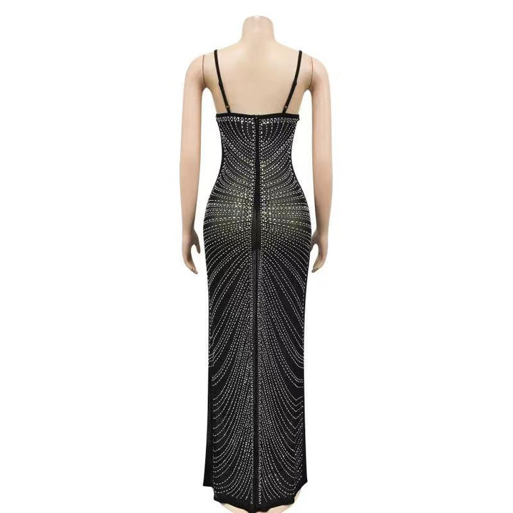Levoire | Robe Maxi Strass Transparente En Mesh