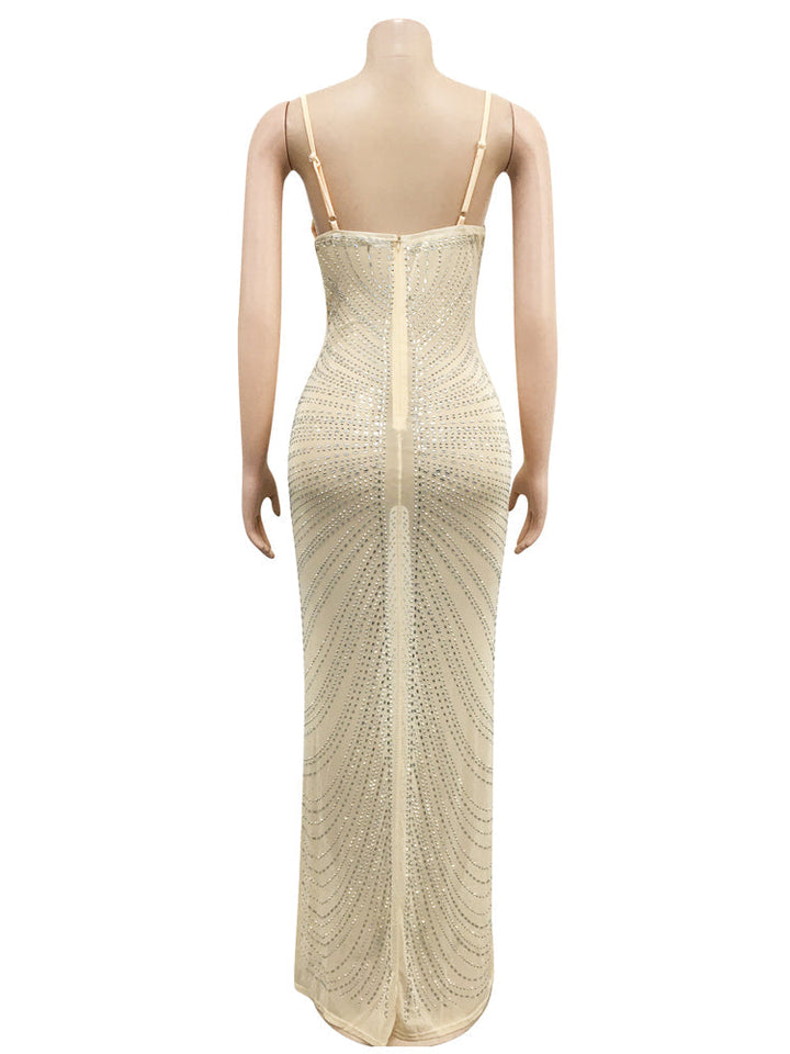 Levoire | Robe Maxi Transparente En Mesh Strass
