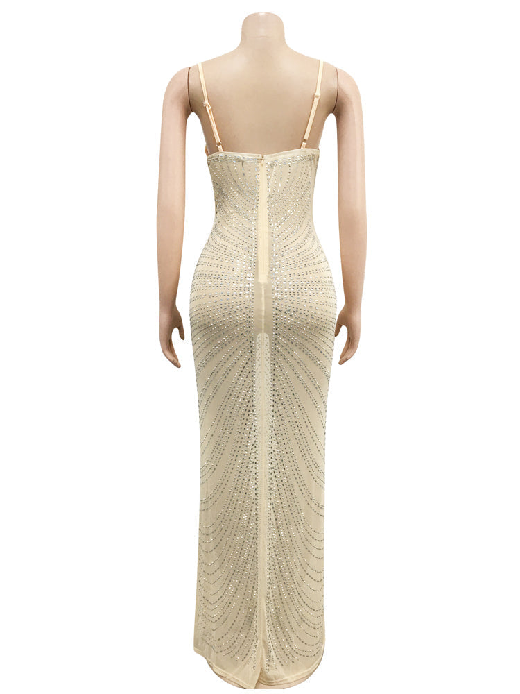 Levoire | Robe Maxi Strass Transparente En Mesh