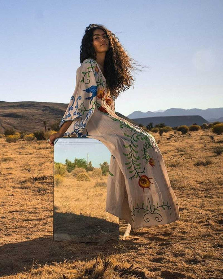 Levoire | Robe Maxi Décolleté Manche Chauve-Souris Décontractée