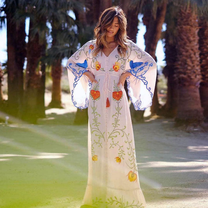 Levoire | Robe Maxi Décolleté Manche Chauve-Souris Décontractée