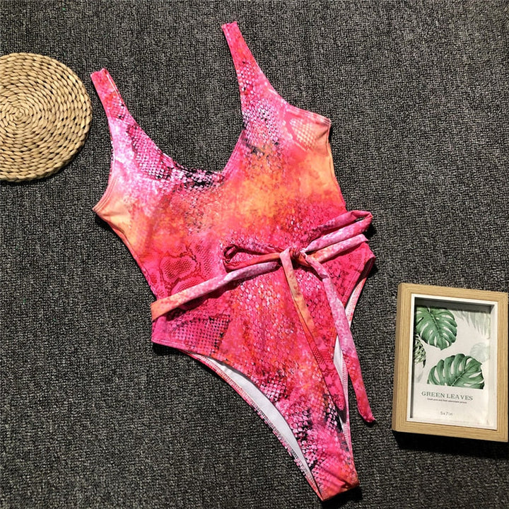 Levoire | Roter Léopard Monokini Maillot De Bain Bandage Sexy Bikini Pushup