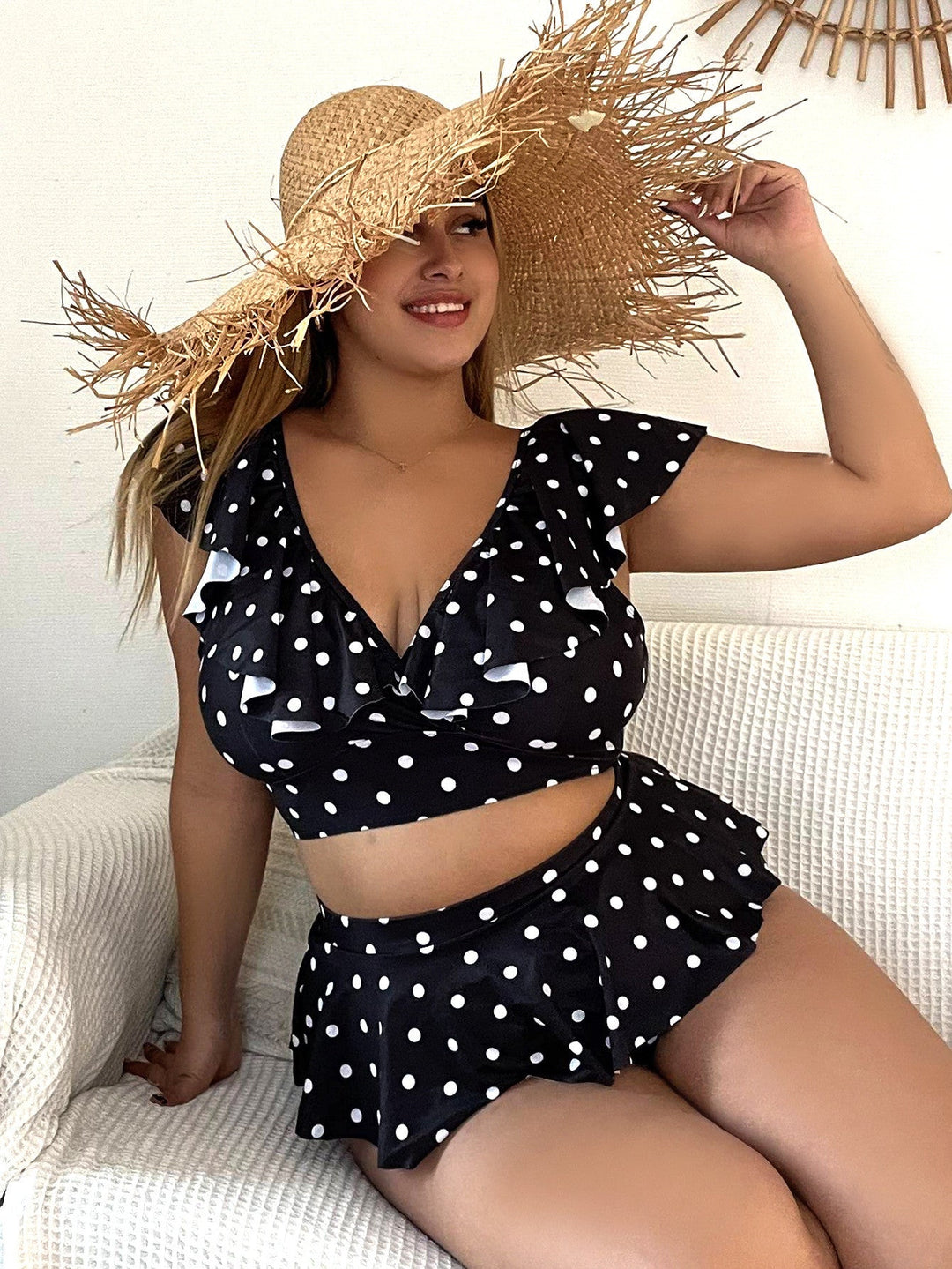 Levoire | Maillot de bain 2 pièces à pois froncé NOIR