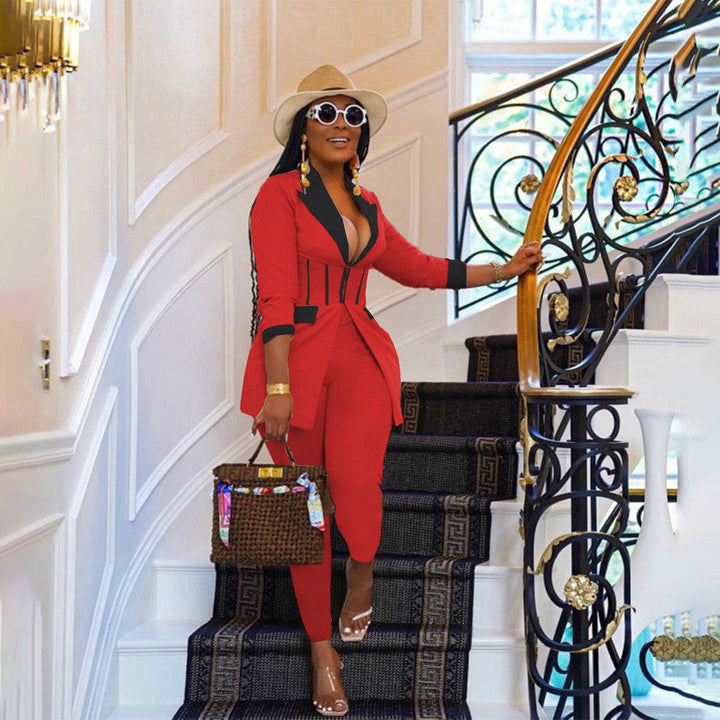 Levoire | blazer à fermeture éclair et pantalon assorti ROUGE S