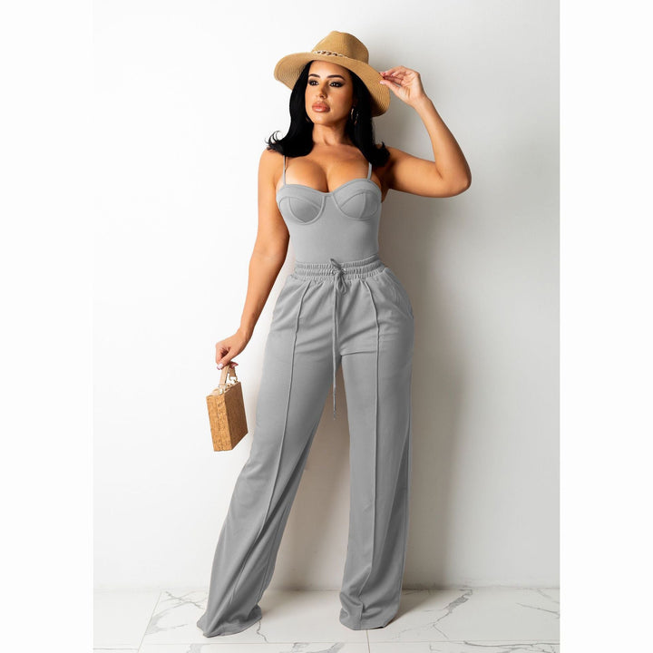 Levoire | haut sans manches et pantalons ouverts unis GRIS