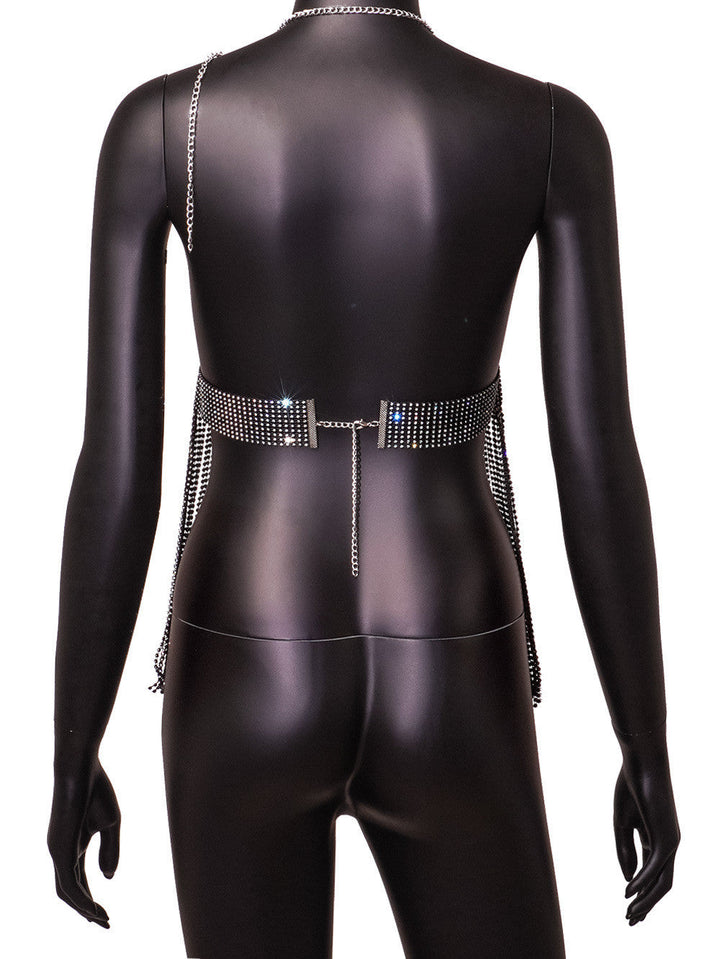 Levoire | robe à col chaîne court décolleté en V en strass