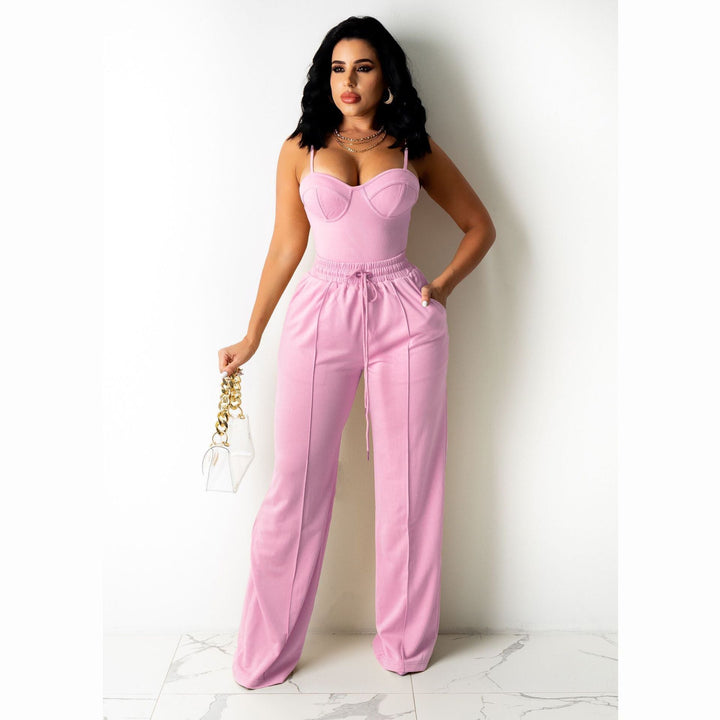 Levoire | haut sans manches et pantalons ouverts unis ROSE