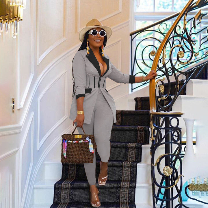 Levoire | blazer à fermeture éclair et pantalon assorti GRIS S