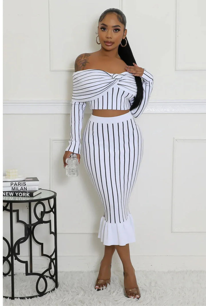 Levoire | chemise à manches longues courte et jupe à volants Blanc