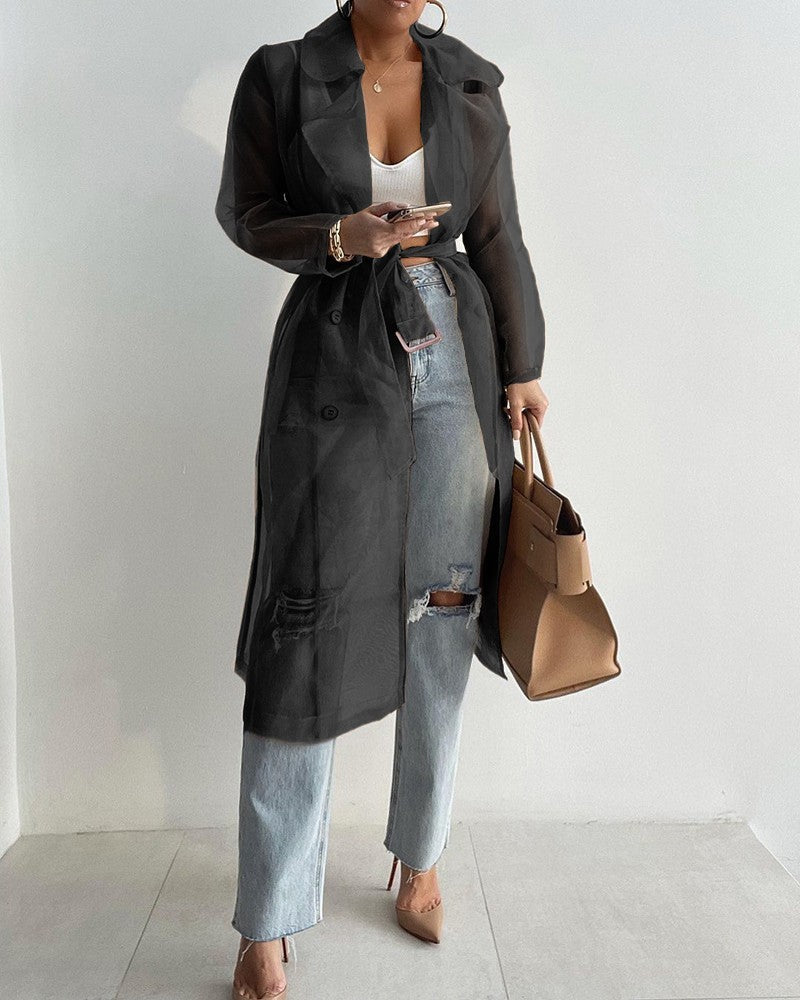 Levoire | Élégant manteau transparent à manches longues