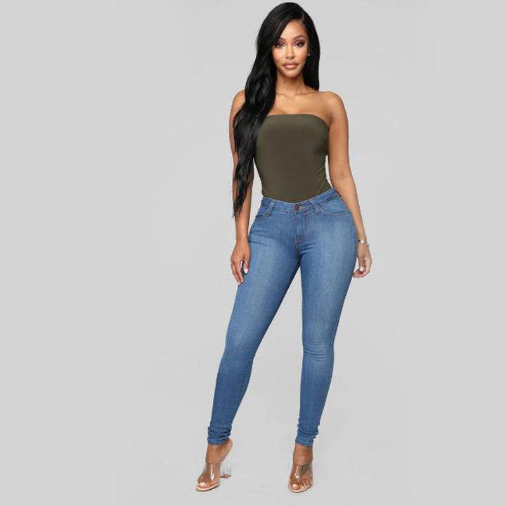Levoire | slim taille haute décontracté BLEU