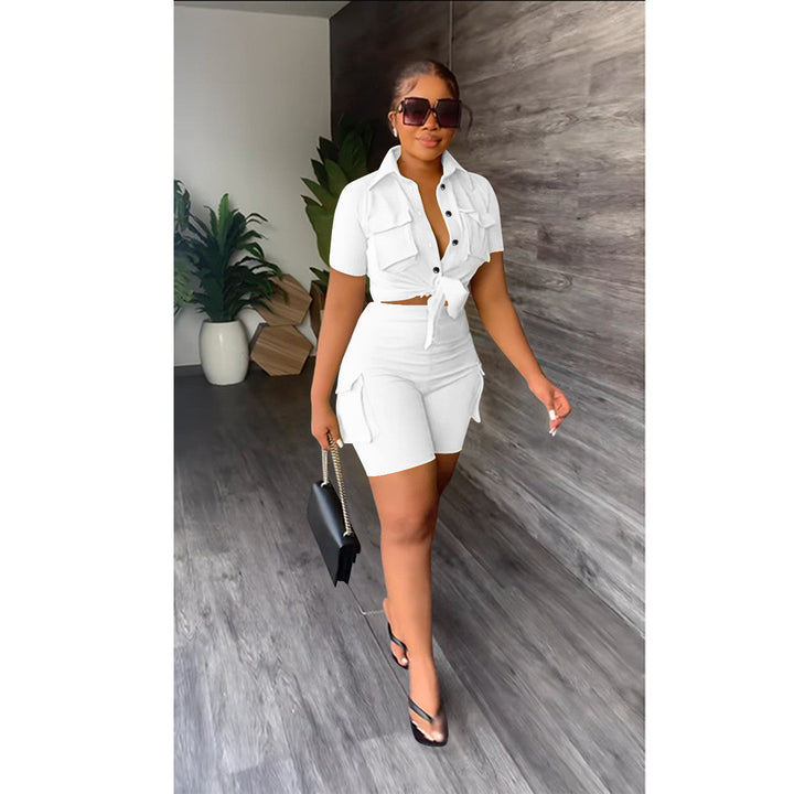 Levoire | Chemise à manches courtes et shorts cargo BLANC