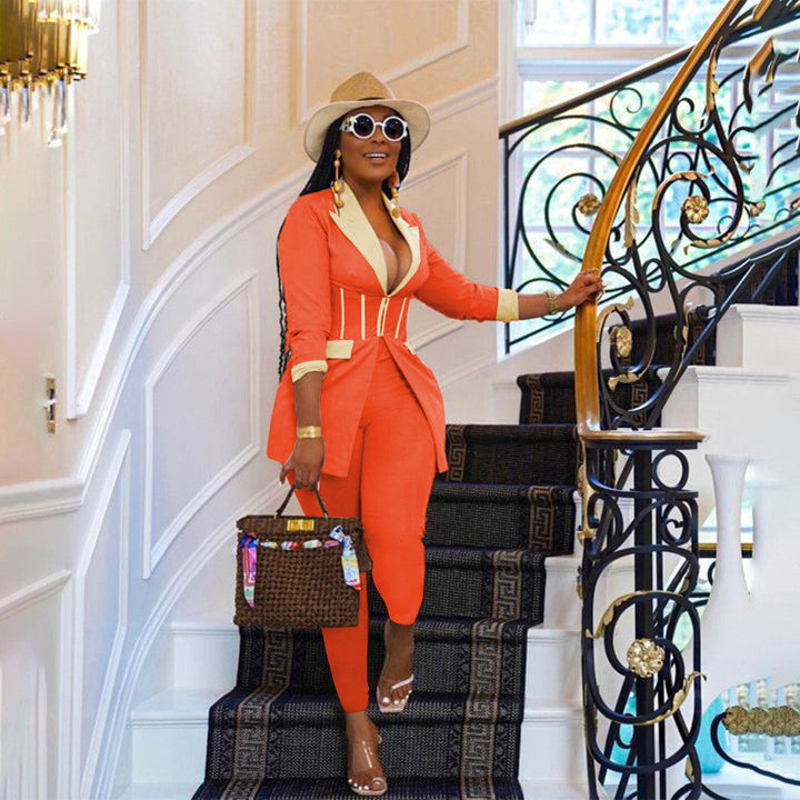 Levoire | blazer à fermeture éclair et pantalon assorti ORANGE S