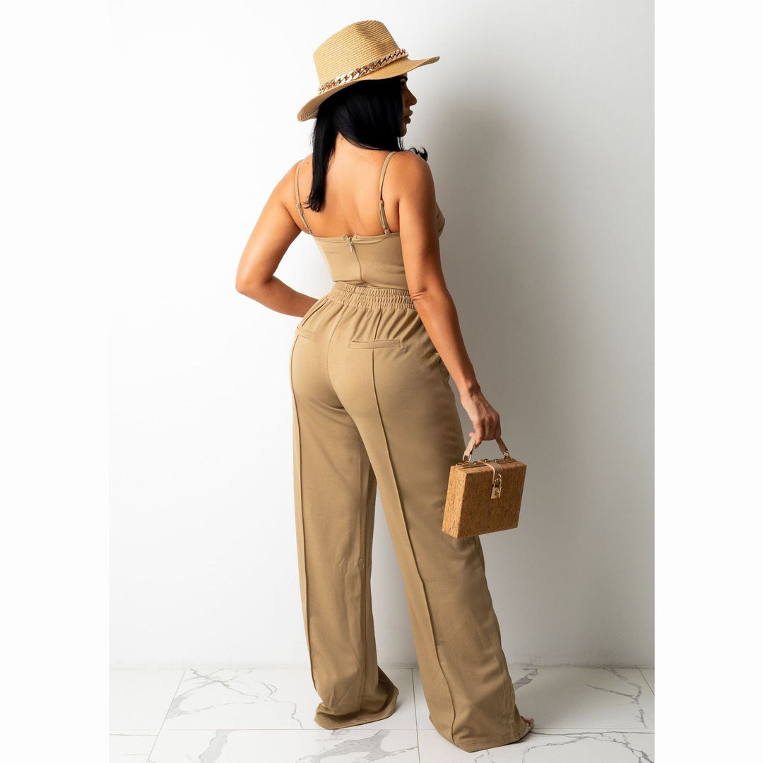 Levoire | haut sans manches et pantalons ouverts unis