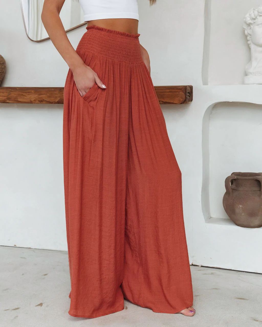 Levoire | coton taille haute ample ROUGE S