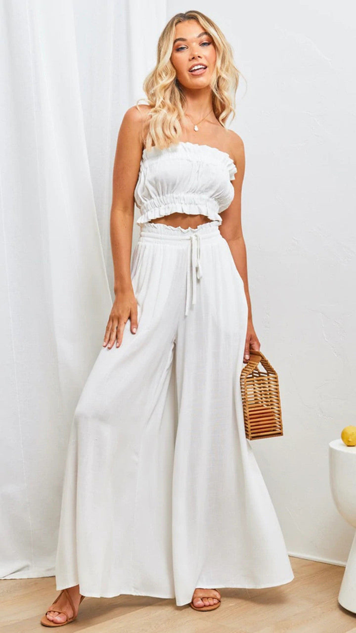 Levoire | Taille haute jambes larges BLANC