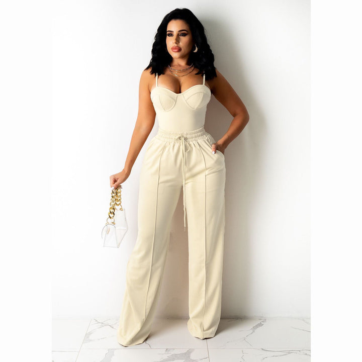 Levoire | haut sans manches et pantalons ouverts unis BEIGE